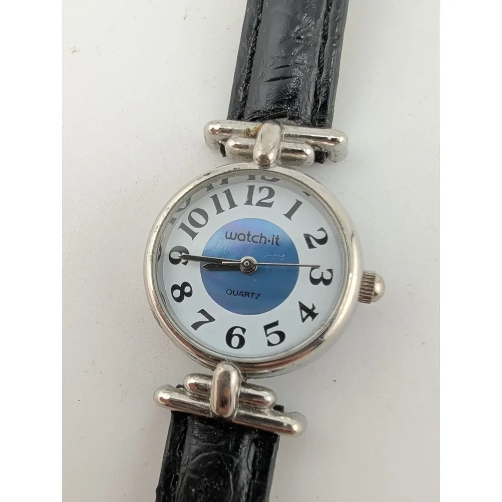 Vintage Watch-It Watch Women's Abalone Dial Faux Leather 6.5